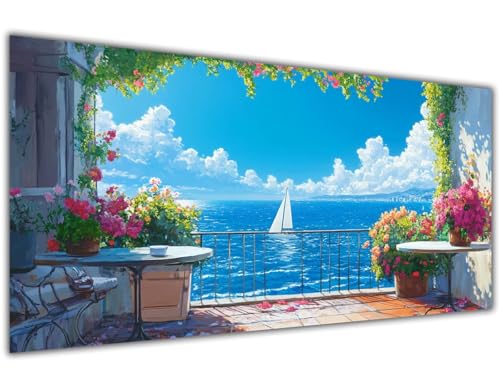 Malen Nach Zahlen Erwachsene Strand Malen Nach Zahlen Kinder ab 4 5 6 7 8 9 Jahre Blume Paint by Numbers Ölgemälde mit Pinsel Acrylfarbe Kreative Dekorieren Mädchen Geschenk Ohne Rahmen 30x60 cm-KL962 von Lslomrqz