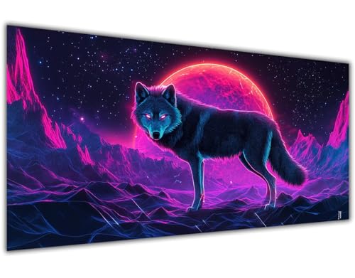 Malen Nach Zahlen Erwachsene Traum Malen Nach Zahlen Kinder ab 4 5 6 7 8 9 Jahre Wolf Paint by Numbers Ölgemälde mit Pinseln Acrylfarbe Kreative Dekorieren Mädchen Geschenk Ohne Rahmen 80x160 cm-KL413 von Lslomrqz