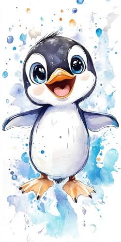 Malen Nach Zahlen Niedlich Malen Nach Zahlen Erwachsene Pinguin Paint by Numbers Kinder ab 4-9 Jahre DIY Ölgemälde mit Pinsel Acrylfarbe Kreative Dekorieren Geschenk Männer Ohne Rahmen 90x180cm-KL1110 von Lslomrqz