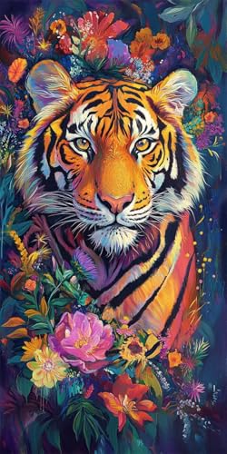 Malen Nach Zahlen Tiger Malen Nach Zahlen Erwachsene Blume Paint by Numbers Kinder ab 456789 Jahre DIY Ölgemälde mit Pinsel Acrylfarbe Kreative Dekorieren Geschenk Männer Ohne Rahmen 40x80cm-KL1141 von Lslomrqz