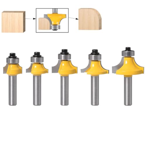 5 Stück Abrundfräser 8mm Schaft,Winkel Fasefräser Standard for Wood,Schaftfräser Fräser Rundkante,Runde über Fräser Bits-Radius 3.17/4.76/6.35/7.96/9.52,für Holzbeschnitt Zimmerei Fasen von Lsydgn