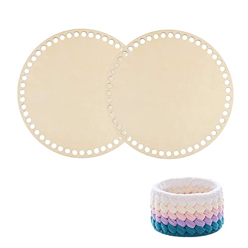 Lsydgn 2 Tabletten Korbboden Häkeln Rund 15cm（5.9inch） Körbe Blank Holzboden Zum Häkeln für Heimwerker Korbflechtzubehör Aufbewahrung, Basteln, Heimdekoration von Lsydgn