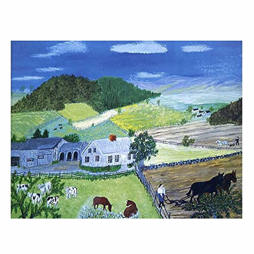 Wandkunst auf Leinwand Wandkunst für Büro Schlafzimmer Küche Bilder Leinwand Wanddekoration Wohnkultur Wandbild Gemälde Grandma Moses《Ackerland unter blauem Himmel》(20x25cm 8x10inch)Ungerahmt von Ltt-Ydd-Ccl