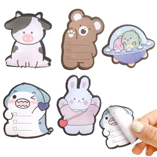 LuLiyLdJ 5 Stück Sticky Notes, Bunt Cartoon Tiere Haftnotizen, Mitgebsel Kindergeburtstag, Kawaii Schulsachen, Klebezettel Klein, Selbstklebende Haftnotizzettel von LuLiyLdJ