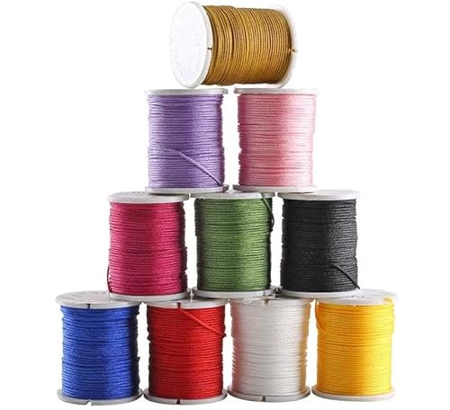 Luabue 10 Rollen Nylonfaden Nylonschnur 0.8 mm X 10 m Nylonschnur Nylon Beading String Knotenschnur Nylonband Polyesterfaden Bunte Schnur Perlenschnur für Schmuckherstellung DIY Handwerk von Luabue