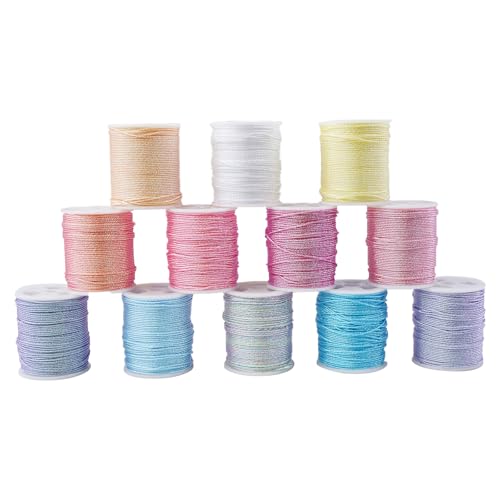 Luabue 12 Rollen Nylonfaden Nylonschnur 0.8 mm X 15 m Nylonschnur Nylon Beading String Knotenschnur Nylonband Polyesterfaden Bunte Schnur Perlenschnur für Schmuckherstellung DIY Handwerk von Luabue