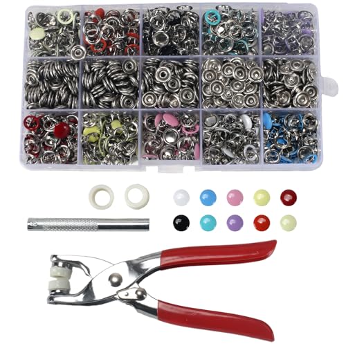 Luabue 260 Sets Druckknöpfe Kit 10 Farben Druckknöpfe mit Zange Metall Druckknöpfe Ohne Nähen für DIY Basteln Kinderbekleidung Kleidung Taschen Handgemaakt von Luabue