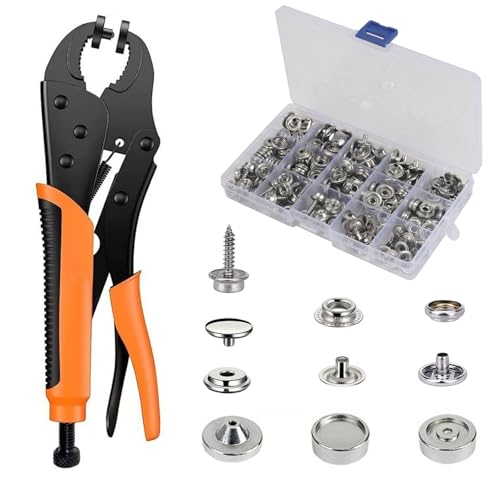 Luabue 60 Set Druckknopf Set mit Zange Druckknopfzange Set Metall Druckknopf Edelstahl 15mm Druckknopf Werkzeug für Leder Stoff Nähen Kleidung Planen Segeltuch Handwerk von Luabue