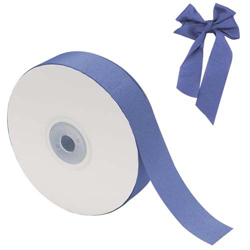 Luabue Dusty Blue Ribbon 25 mm, 45 Meter, doppelseitiges Chiffonband für Geschenkverpackungen, blaues Seiden-Chiffonband zum Basteln, Haarschleifen, Hochzeitsstrauß, Einladung, Party-Dekoration, von Luabue