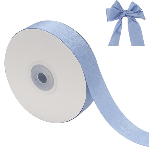 Luabue Hellblaues Band, 25 mm, 45 m, doppelseitiges Chiffonband für Geschenkverpackungen, hellblaues Chiffonband zum Basteln, Haarschleifen, Hochzeitsstrauß, Einladung, Party-Dekoration (Hellblau) von Luabue