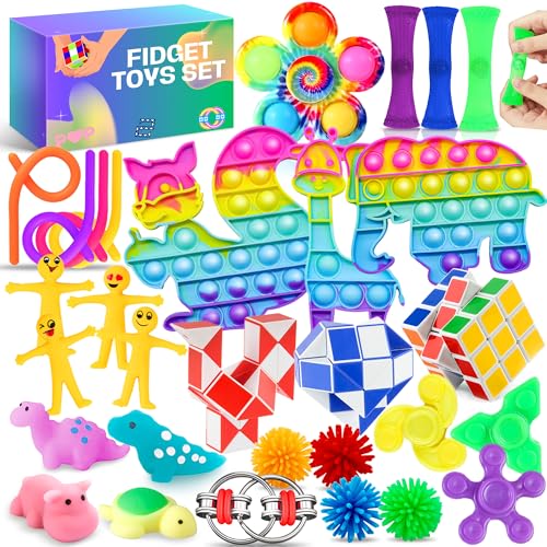 Lubibi 30 PCS Fidget Toys Set,Anti Stress Spielzeug für Erwachsene und Kinder,Stress Spielzeug,popit Set,ADHS und Autismus,Partygeschenke Mitgebsel gastgeschenke Klassenzimmer Preise Geburtstagsfeier von Lubibi