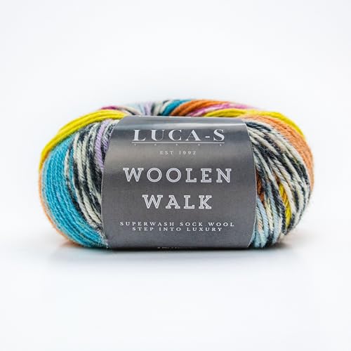 Superwash Sockenwolle zum Stricken, 4-fädiges Sockengarn aus 75 % reiner Wolle und 25 % Polyamid, 50 g Handstrickgarn für Socken, 2er-Pack von Luca-S Yarns