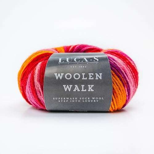 Superwash Sockenwolle zum Stricken, 4-fädiges Sockengarn aus 75 % reiner Wolle und 25 % Polyamid, 50 g Handstrickgarn für Socken, 2er-Pack von Luca-S Yarns