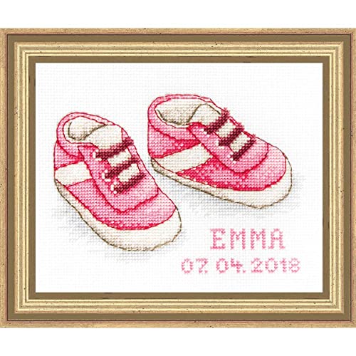 Luca-S B1139 Baby Schuhe Mädchen Kreuzstichset, Baumwolle, mehrfarbig, 12,5x8cm von Luca-S