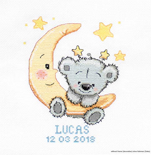 Luca-S B1146 Lucas zur Geburt Junge Kreuzstichset, Baumwolle, mehrfarbig, 13x16,5cm von LUCAS