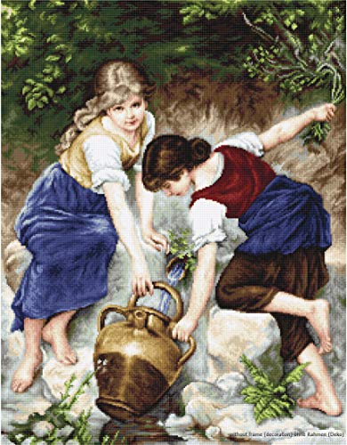 Luca-S B564 Am Brunnen Kreuzstichset, Baumwolle, mehrfarbig, 34x44cm von LUCAS