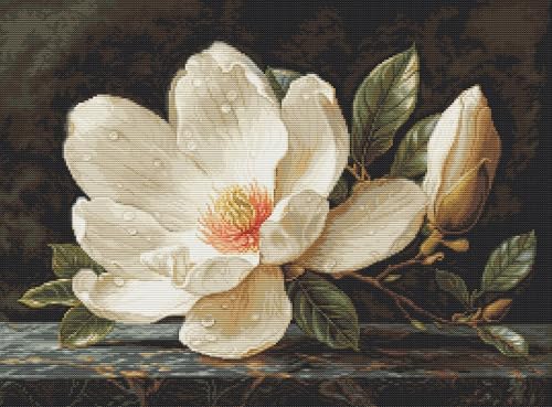 Luca-S Kreuzstich-Set Gold – Der Magnolien-Tau, B713, Kreuzstich-Set nach Zählmuster für Erwachsene, Handarbeits- und Stickset von Luca-S