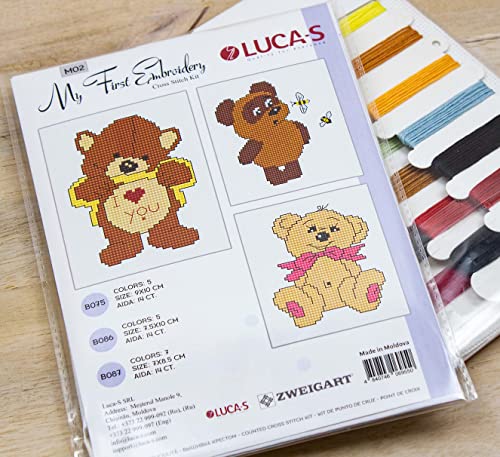 Luca-S Kreuzstich Set Meine erste Stickerei M02 3er-Set Zählmuster von Luca-S