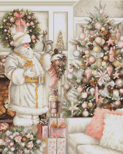 Luca-S Kreuzstich Set Weißer Weihnachtsmann mit Weihnachtsbaum Zählmuster von Luca-S