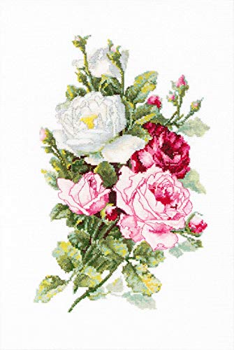 Luca-S Strauß Rosen Kreuzstichset, Baumwolle, Mehrfarbig, 21,5x33,5cm von LUCAS