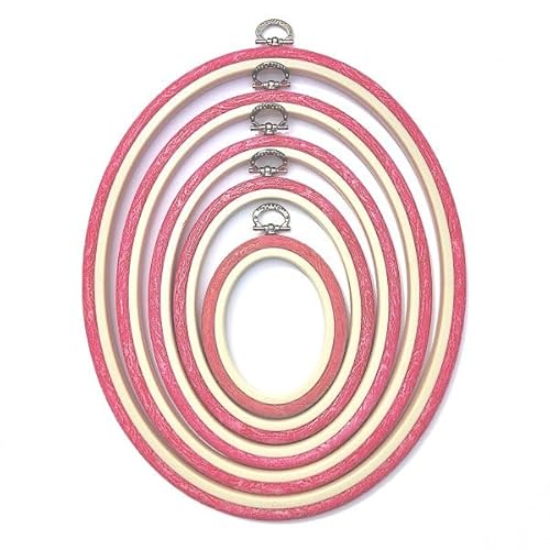 Stickrahmen Set Kreuzstich Reifen Nadelarbeit Reifen Nurge Hoop für Stickerei (Oval, Rosa) von Luca-S