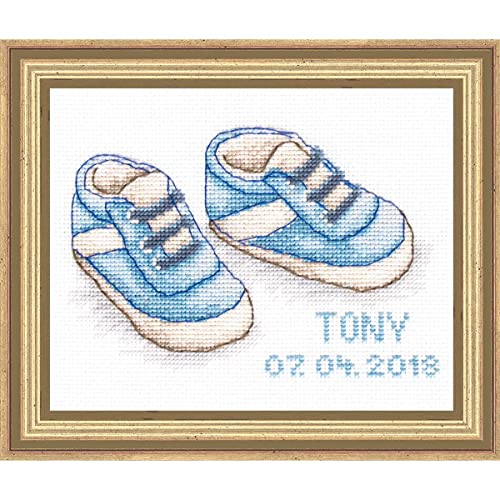 Luca-S B1138 Baby Schuhe Junge Kreuzstichset, Baumwolle, mehrfarbig, 12,5x8cm von LUCAS