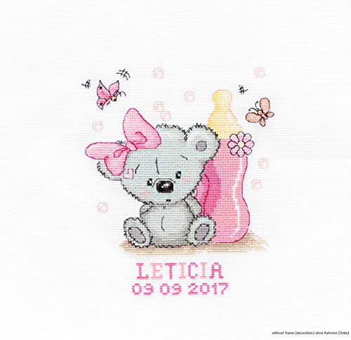 Luca-S B1147 Leticia zur Geburt Mädchen Kreuzstichset, Baumwolle, mehrfarbig, 13x15,5cm von LUCAS