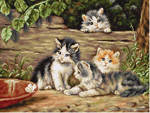 Luca-S B556 Katzenfreunde Kreuzstichset, Baumwolle, mehrfarbig, 36,5x28,5cm von LUCAS