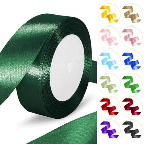 Hunter Green Ribbon Satinband für Geschenkverpackungen, Blumenstrauß, Haarschleife, Nähen, Basteln, Luftballons, Kränze, 2,5 cm x 22,7 m von Luceinvita
