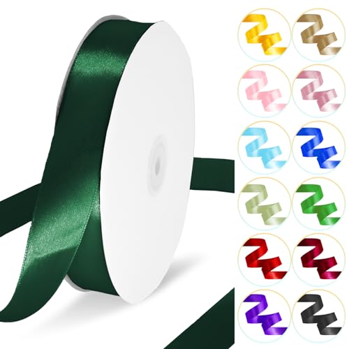 Hunter Green Ribbon Satinband für Geschenkverpackungen, Blumenstrauß, Haarschleife, Nähen, Basteln, Luftballons, Kränze, 2,5 cm x 91,4 m von Luceinvita