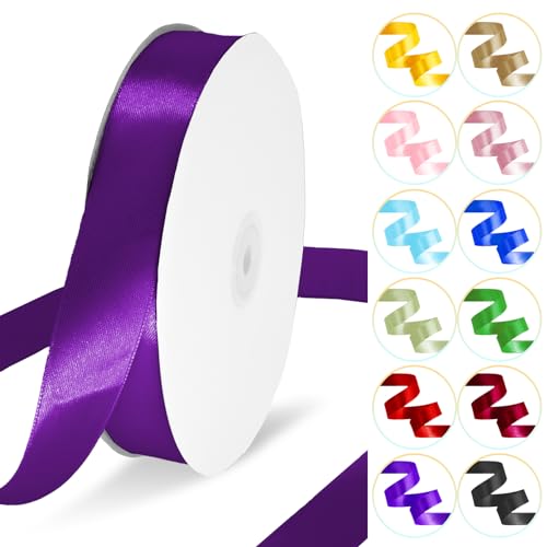 Violettes Band, 2,5 cm x 91,4 m, Satinband für Geschenkverpackungen, Blumenstrauß, Haarschleife, Nähen, Basteln, Luftballons, Kränze von Luceinvita