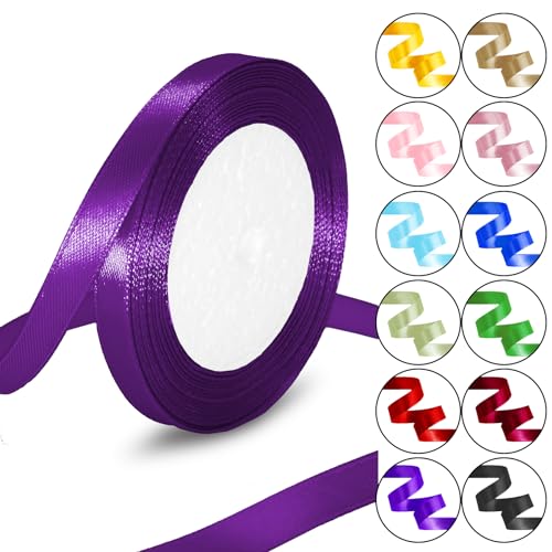 Violettes Satinband, 0,9 cm x 22,7 m, für Geschenkverpackungen, Blumenstrauß, Haarschleife, Nähen, Basteln, Luftballons, Kränze von Luceinvita