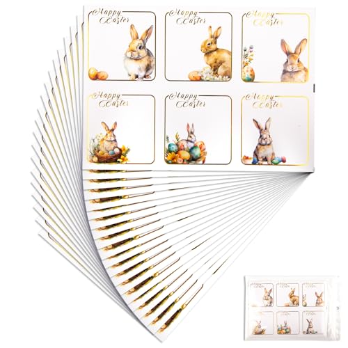 Luchild 120x Frohe Ostern aufkleber, Osterhasen Ostereier Selbstklebend Dekosticker, kinder Ostergeschenke Etiketten, Ostern Dekoration Aufkleber für Umschlag Tasche Ostern Handwerk Dekorationen Party von Luchild