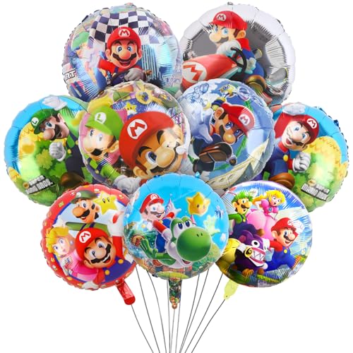 Luftballons Geburtstag Deko Jungen Mädchen Ma- Rio Geburtstagsdeko Super Kindergeburtstag Deko Bros Folienballons Happy Birthday Balloons Partyzubehör für Kinder Mari Party Hintergrunden Supplies Deko von Luchild