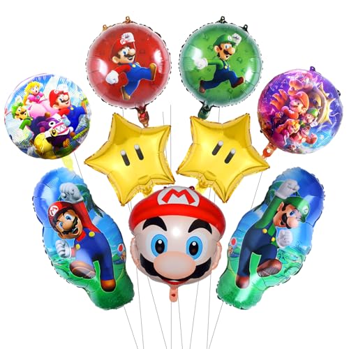 Ma-rio Geburtstagsdeko Jungen Mädchen Luftballons- Super Kindergeburtstag Deko Bros Folienballon Happy Birthday Geburtstag Balloon Partyzubehör für Kinder Mari Theme Party Hintergrunden Supplies Deko von Luchild