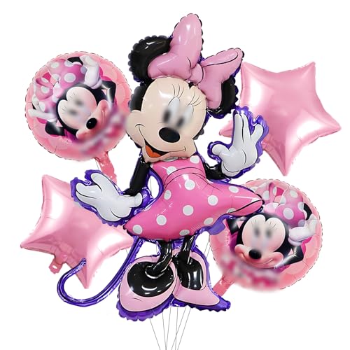 Mini Maus Geburtstagsdeko Mädchen Luftballons- Cartoon Kindergeburtstag Deko Folienballon Happy Birthday Geburtstag Balloon Partyzubehör für Kinder Frauen Theme Party Hintergrunden Supplies Deko von Luchild