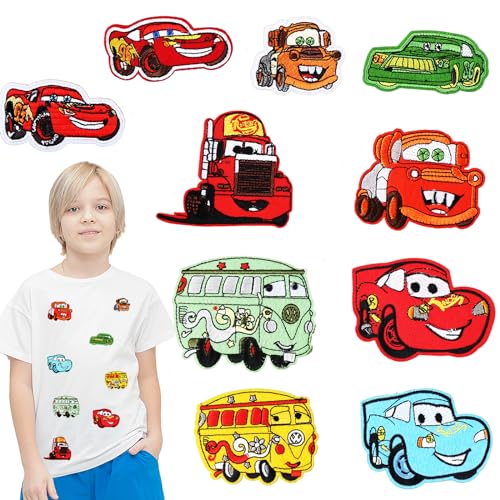 Cars Bügelbilder für Textilien Kinder Patches Set- Mc Queen Aufbügelflicken Flicken zum Aufbügeln Bügelflicken Bestickte Aufnäher zum Sticker Aufnähen oder Aufbügeln auf Kleidung Jeans Mützen Zubehör von Luchild