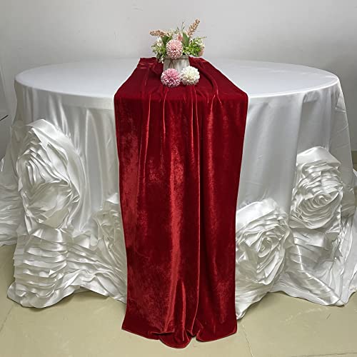 Luchuan Samt-Tischläufer, 3,4 m, luxuriöse Hochzeitsempfangsdekorationen, Tischläufer, weicher Samtstoff, Tischläufer, Overlay für Hochzeit, Event, Tischdekorationen (rot, 50,8 x 332 cm) von Luchuan