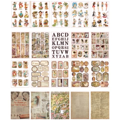 205 Stück Scrapbooking Aufkleber, Sticker fotoalbum, Asthetische Aufkleber, Vintage- Sticker für DIY Scrapbooking, Trinkflaschen, Gepäck, Notizbuch, Handyhüllen (Mädchen-Set) von Lucien