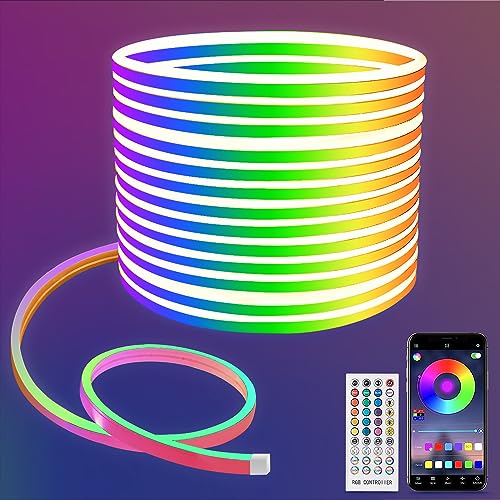 Lucienstar LED-Lichterkette – 10 m flexible LED-Neon-Lichterkette mit Fernbedienung/App, IP65 wasserdicht, RGB-Neonlichter, Musik-Synchronisation, mehrere Modi, Neon-Lichterkette für Schlafzimmer von Lucienstar