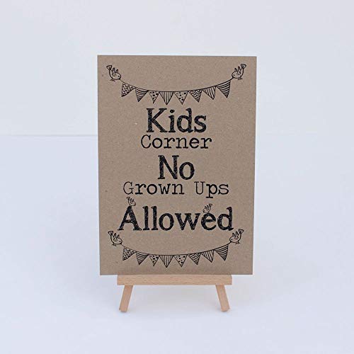 Luck and Luck Hochzeitsschild mit Aufschrift Kids Corner No Grown Ups Allowed, Braun von Luck and Luck