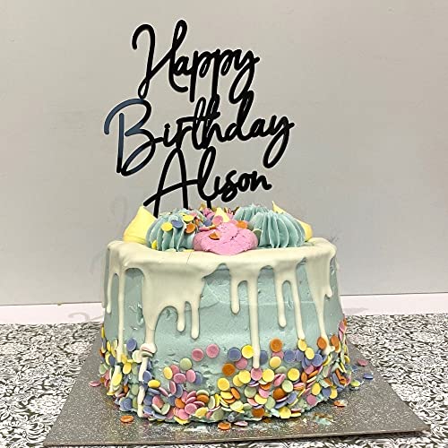 Luck and Luck Personalisierte Acryl Happy Birthday Tortendeko Tortendeko mit Namen, Personalisierte Jeder Name Kuchen Topper Farbe wählbar von Luck and Luck