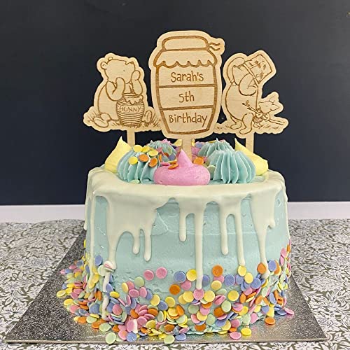 Luck and Luck Winnie Puuh Tortendeko Personalisierte Geburtstag Party Kuchen Topper Holz Kuchendeko Benutzerdefinierte Cake Topper (3pcs) von Luck and Luck