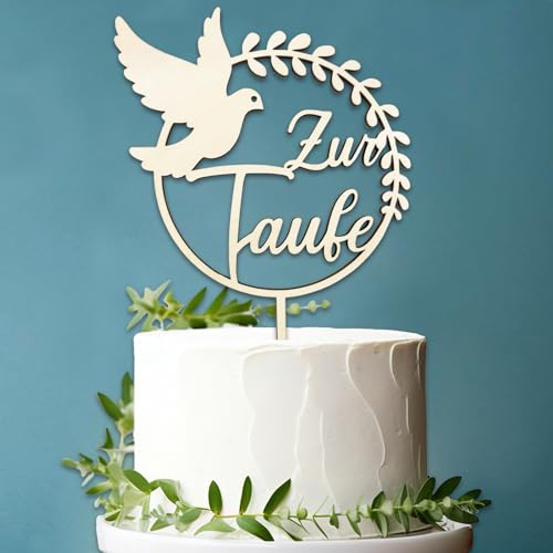 Cake Topper Taufe, Holz Tortendeko Taufe Zur Taufe Cake Topper, Zur Taufe Tortendeko Taufe Mädchen Junge, Torten Topper Taufe, für Taufe Deko von Luckeey