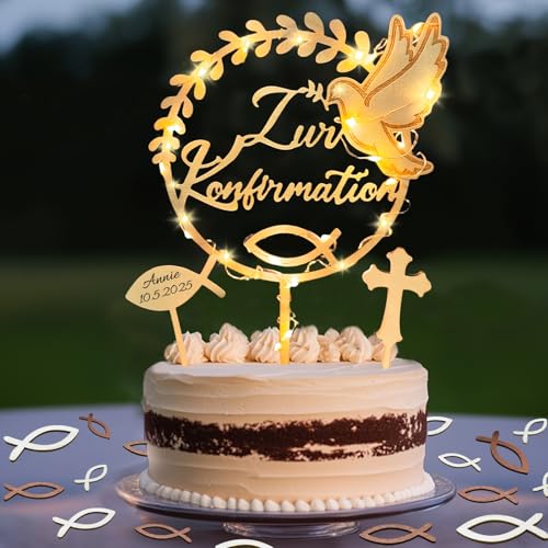 Cake Topper personalisiert Konfirmation mit led von Luckeey