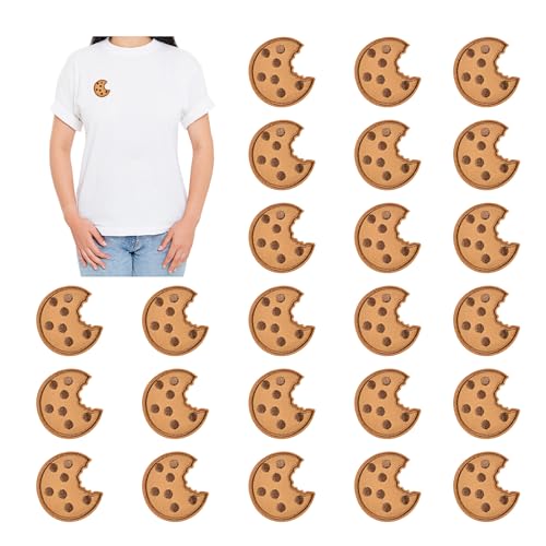 Luckforest 30 Stück Cookie bestickte Aufnäher für Kleidung, niedliche Kekse, zum Aufbügeln oder Aufbügeln, bestickte Applikation für Hüte, Schuhe, Taschen, Jacken, Jeans, Braun von Luckforest