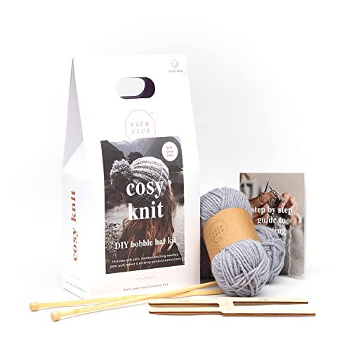 Calm Club Strickset für Anfänger und Erwachsene, Strickzubehör für Erwachsene, Basteln und Geschenke für Mutter, mit Stricknadeln, Wollgarn zum Basteln und Anleitung, Strick- und Häkelzubehör von Luckies of London