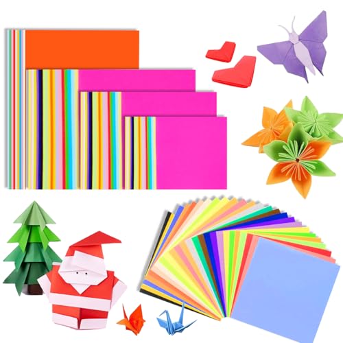 Lucktao 350 Blatt Origami Papier,20x20 Farbiges Papier Faltpapier,Buntes Papier A4,70g/m² Doppelseitig Quadratisch Buntes Papier 10x10,Faltpapier Bunt 15x15,für DIY(4 Größen) von Lucktao