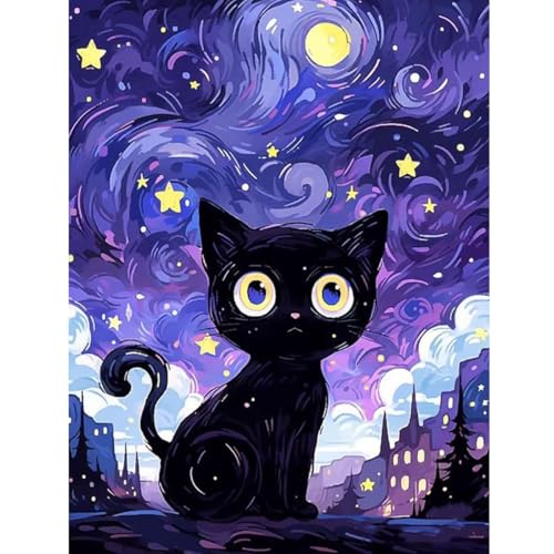 Lucktao 5D Diamond Painting Katze,DIY Diamant Painting Bilder Kinder,Diamond Painting Erwachsene,5D DIY Diamond Painting Katzen Set,DIY Crystal Strass Stickerei Kit,für Haus Wanddeko(30x40cm) von Lucktao