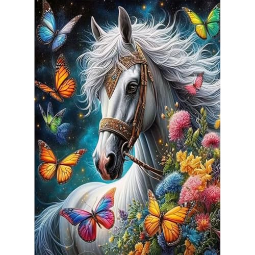 Lucktao 5D Diamond Painting Set,DIY Diamond Painting Pferd,Diamond Painting Erwachsene,Diamant Painting Bilder,Runder Steine Diamond-painting,für Erwachsene, Kinder, Haus, Wand Dekoratione 40x30cm von Lucktao